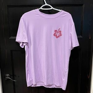 SHEIN Lilac Tee with Hibiscus Print